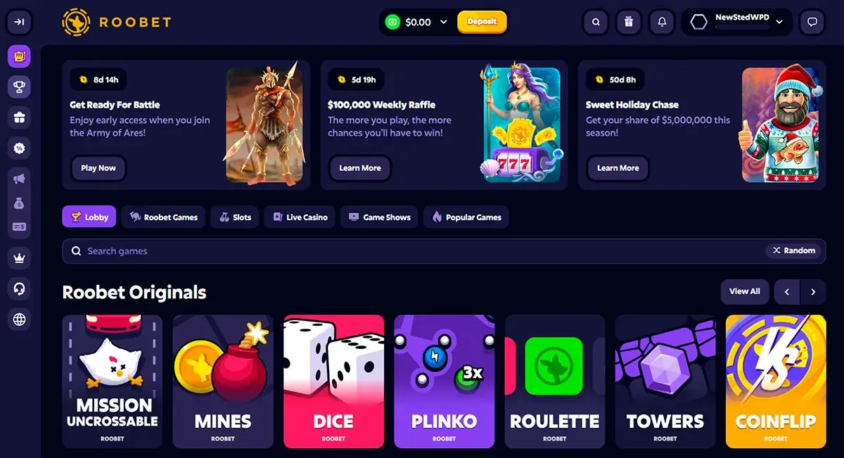 Interface Roobet